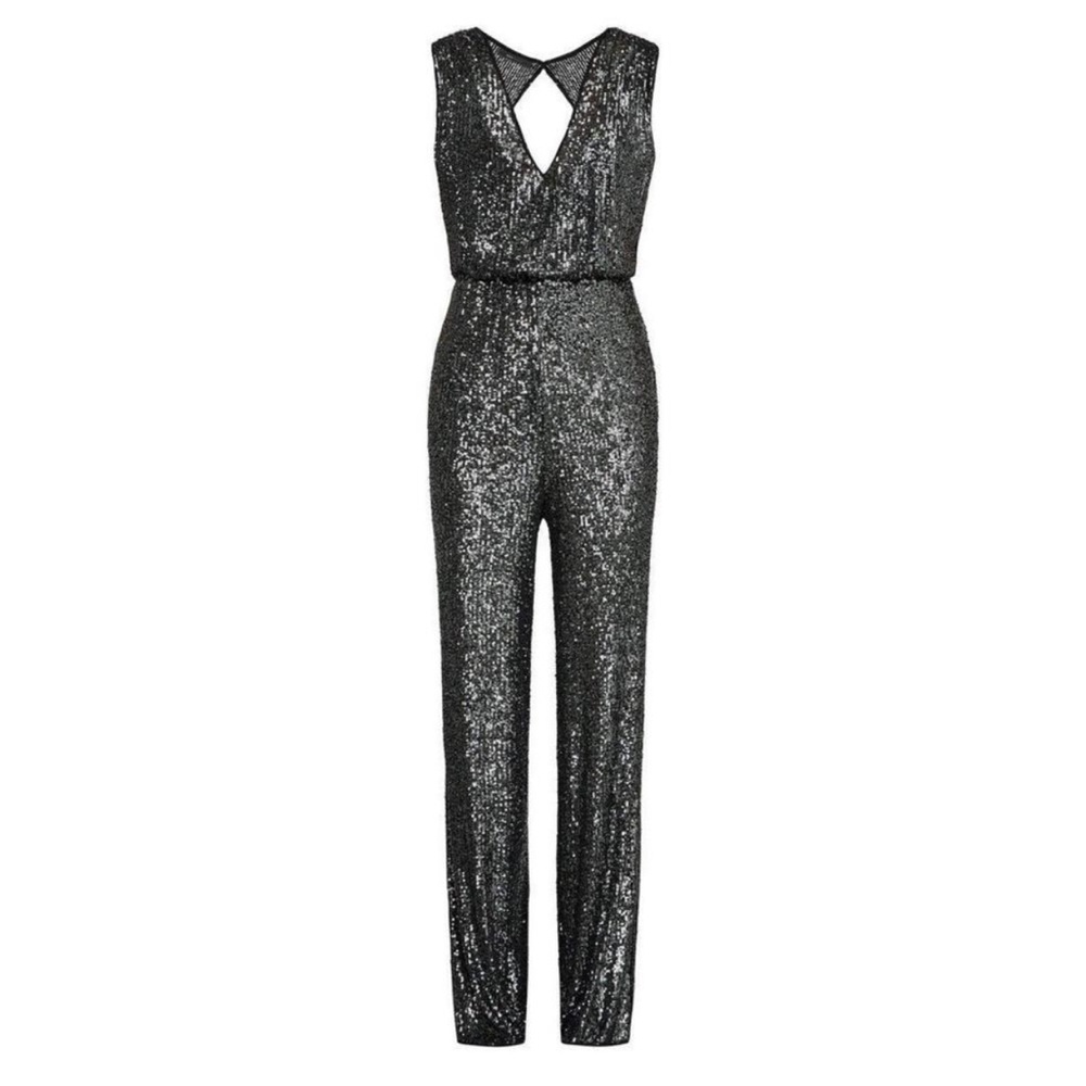 BCBG MAXAZRIA Elegant Black Sequin Jumpsuit